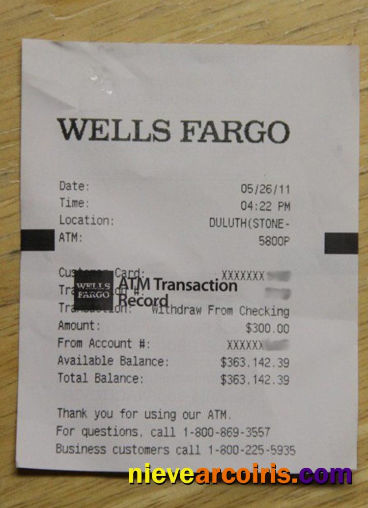 USA Wells Fargo company payment receipt